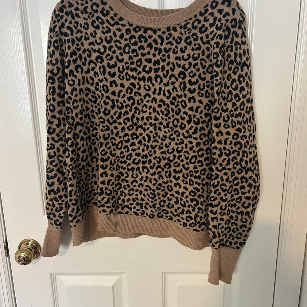 Leopard Print Sweater - Tan and Black